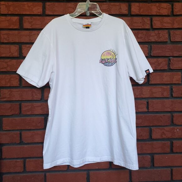 Ellesse T Shirt Size XL Surf or Die Graphic Print White Skeleton Shark Cotton - Picture 2 of 11